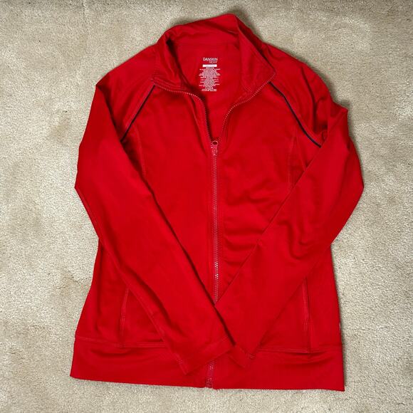Danskin Now Woman’s Raglan Piped Track Jacket Red Sz S - Picture 3 of 9